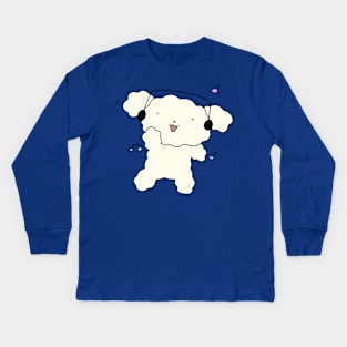 Dancing Headhpnoes White Fluffy Dog Kids Long Sleeve T-Shirt